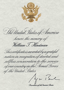 Presidential Memorial Certificate from s, Inc.