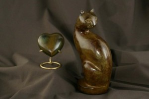 Photo of Calico Tall Cat with Calio Heart Keepsake Pet Urn from Hindman Funeral Homes, Inc.