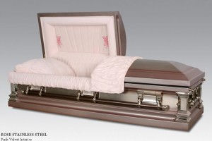 Photo of Almeada Rose Stainless Steel with Pink Velvet interior from Hindman Funeral Homes, Inc.